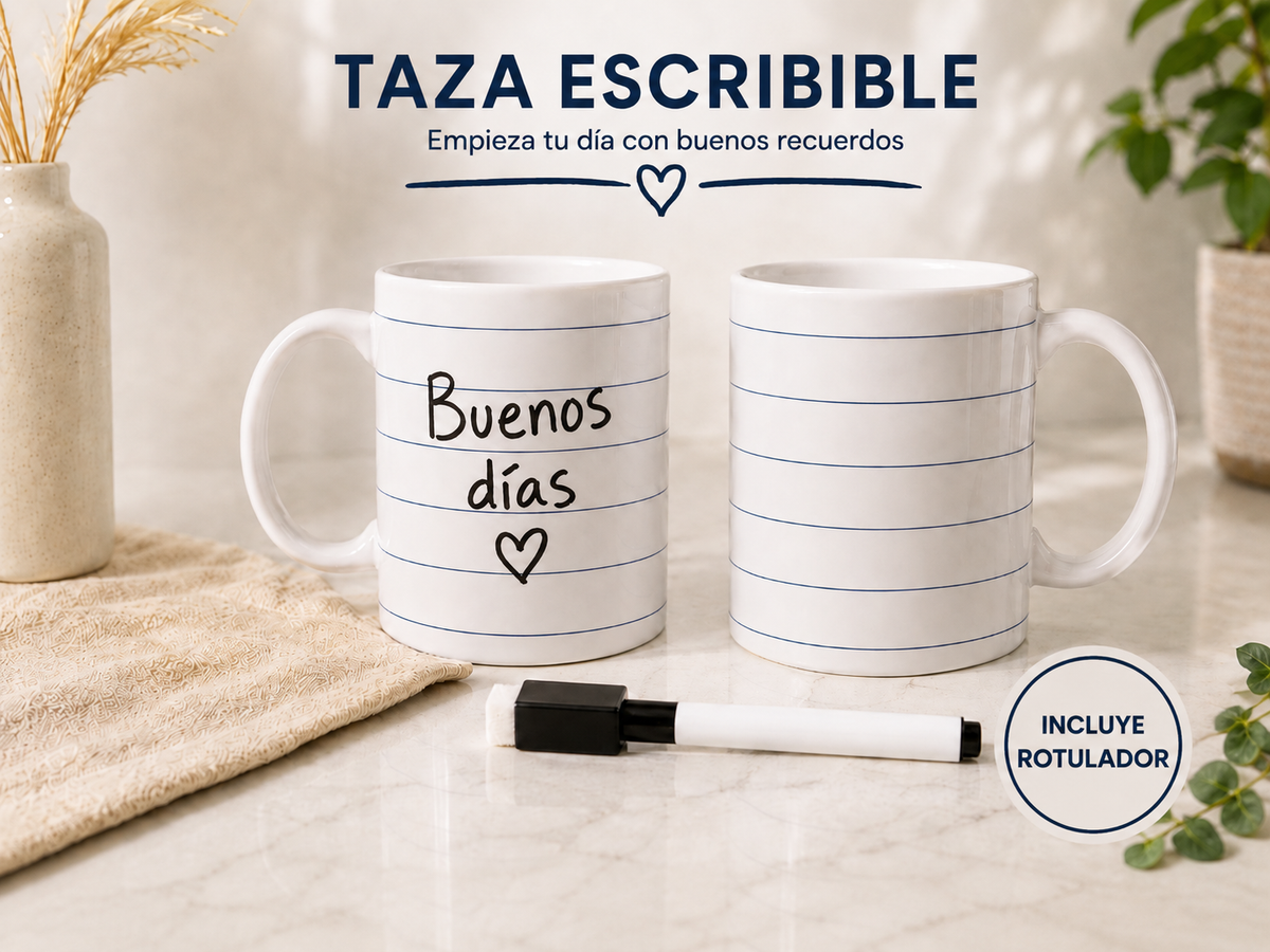 Taza escribible + rotulador