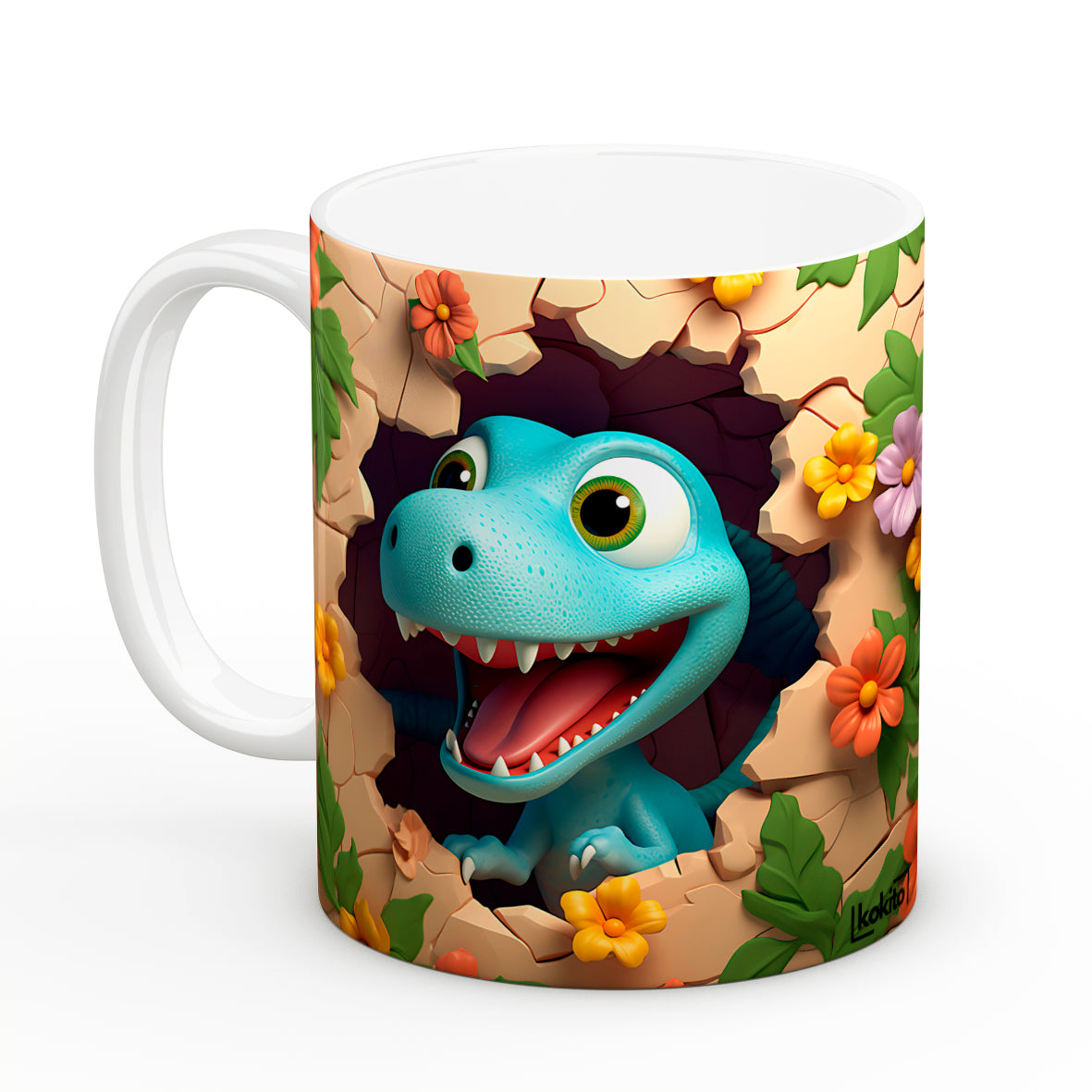 Taza dinosaurio infantil azul
