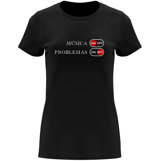 Camiseta "Música on, problemas off" chica