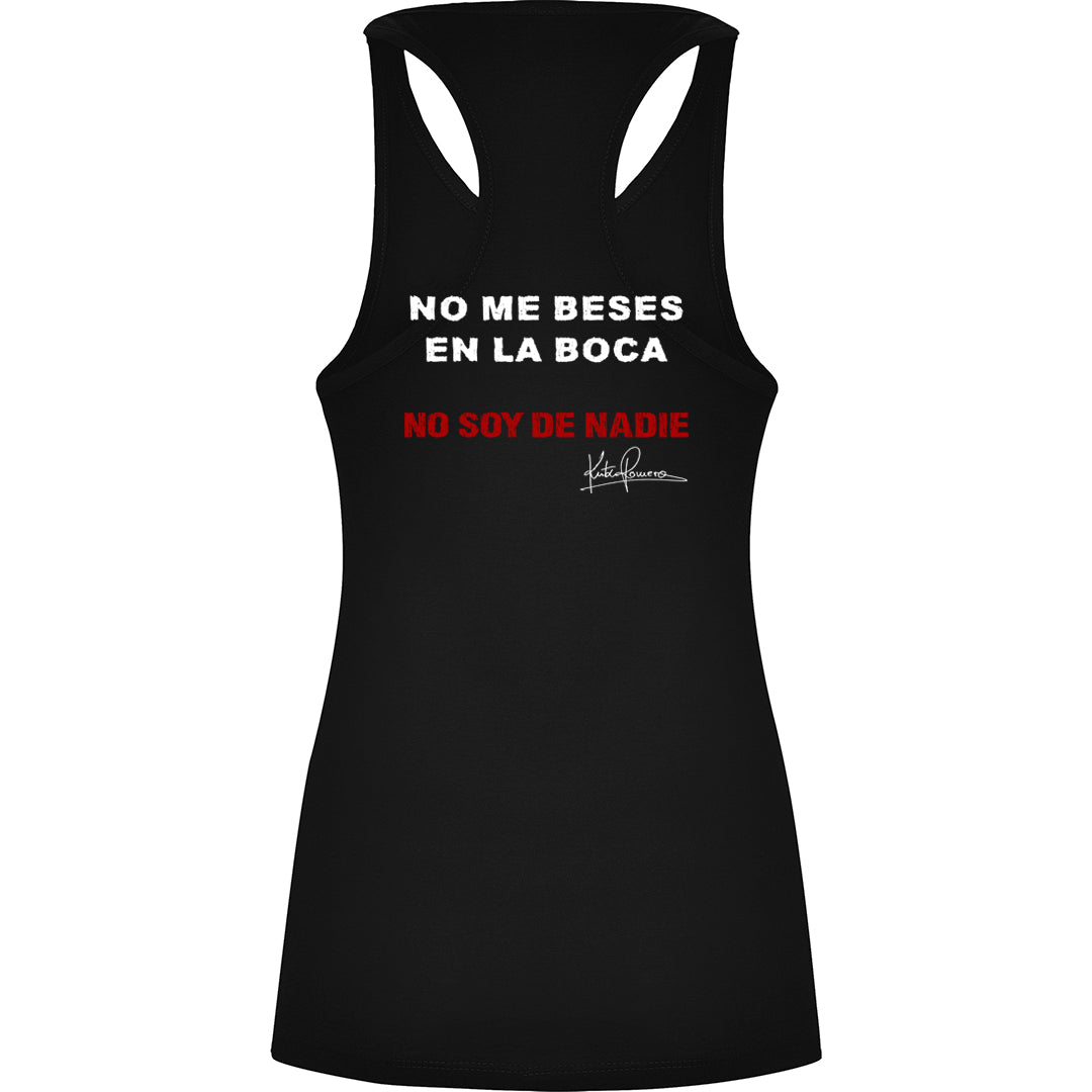 Camiseta de tirantes NO ME BESES EN LA BOCA mujer Kutxi Romero