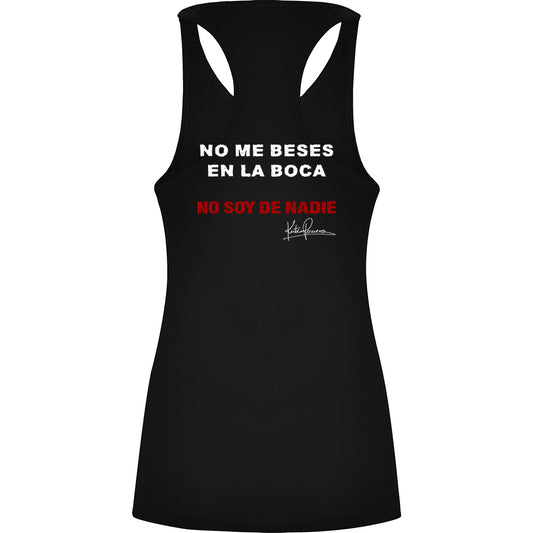 Camiseta de tirantes NO ME BESES EN LA BOCA mujer Kutxi Romero