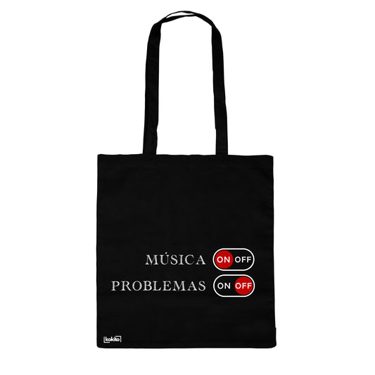 Tote bag "Música on, problemas off"