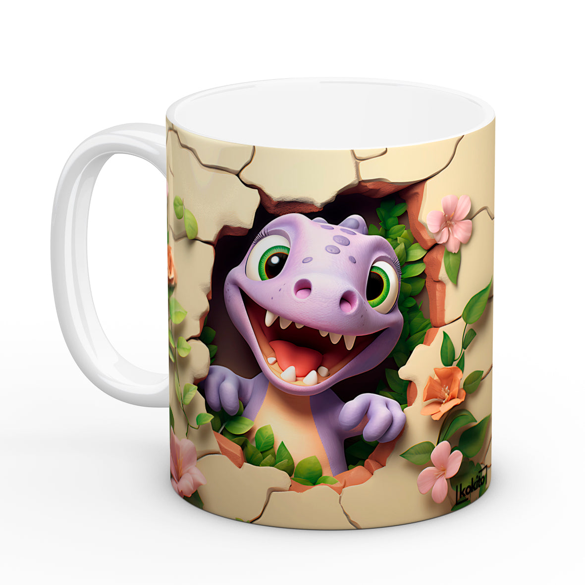 Taza dinosaurio infantil lila