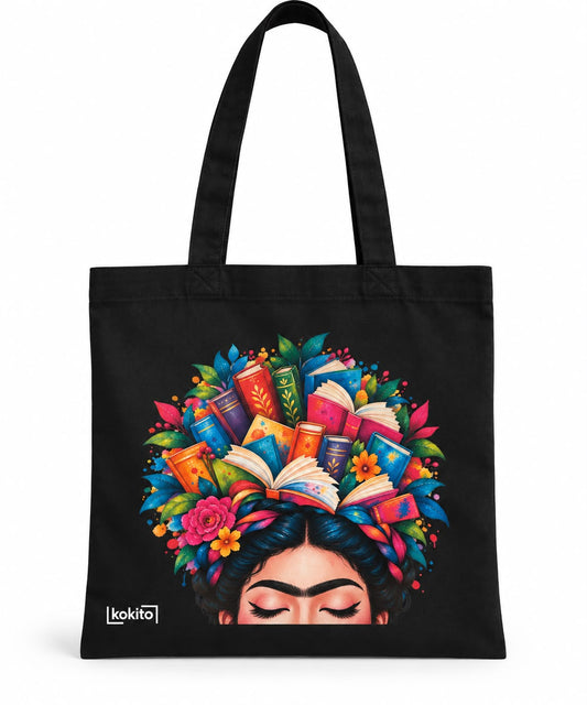 Tote bag negra Frida libros